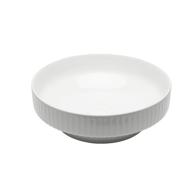 Glossy White Stripped Round Basin- 121
