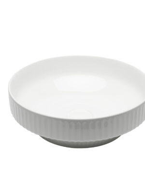Glossy White Stripped Round Basin- 121