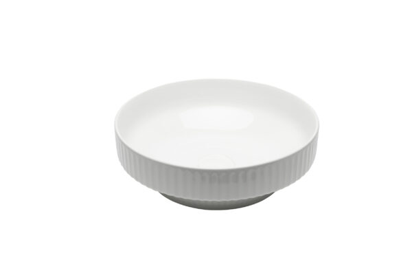 Glossy White Stripped Round Basin- 121