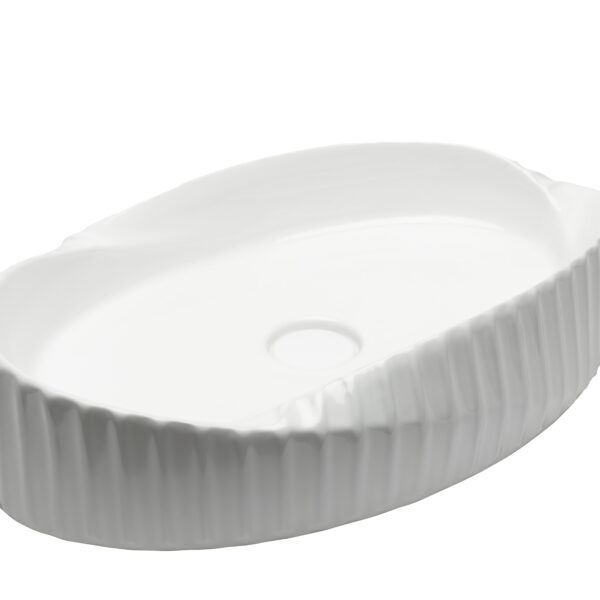 Glossy White Stripped Oval Basin- 123