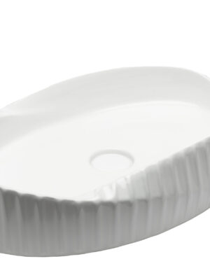 Glossy White Stripped Oval Basin- 123