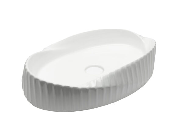 Glossy White Stripped Oval Basin- 123