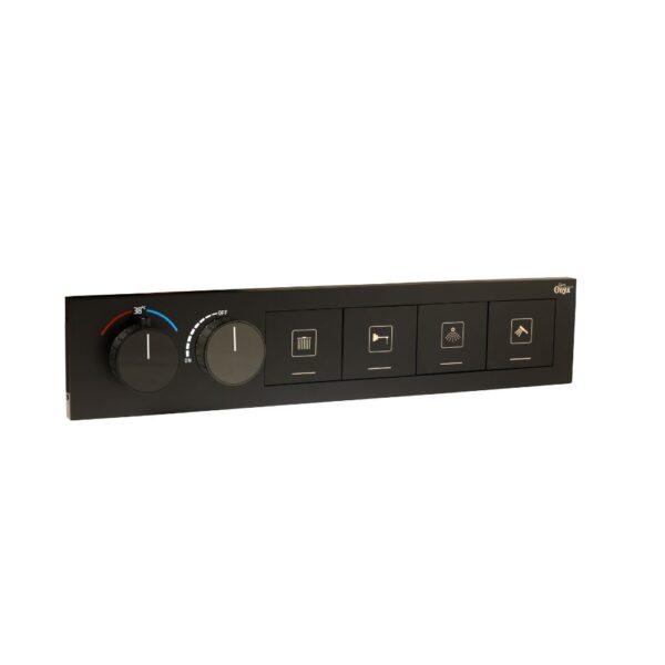 Matte Black Thermostatic Diverter – Four Function Square Click