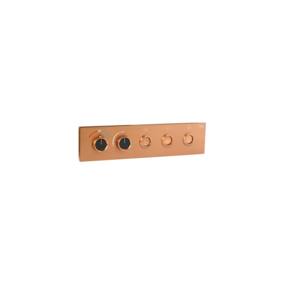 Brushed Rose Gold Thermostatic Diverter – Three Function Round Click