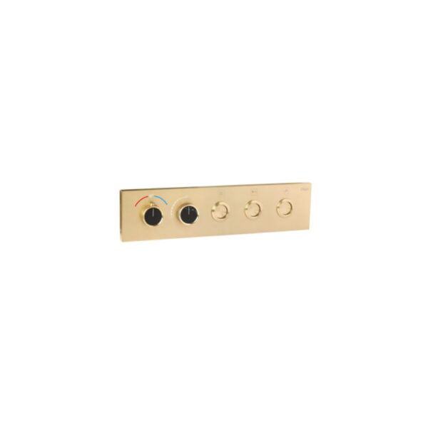 Brushed Gold Thermostatic Diverter – Three Function Round Click