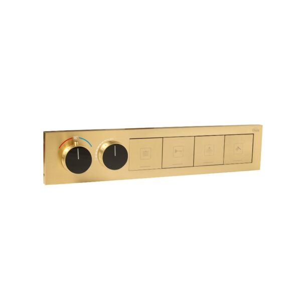 Brushed Gold Thermostatic Diverter – Four Function Square Click