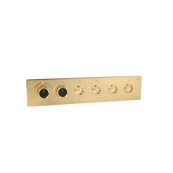 Brushed Gold Thermostatic Diverter – Four Function Round Click