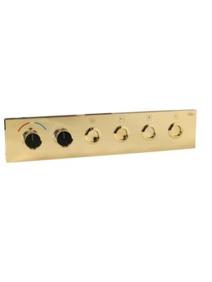 French Gold Thermostatic Diverter – Four Function Square Click